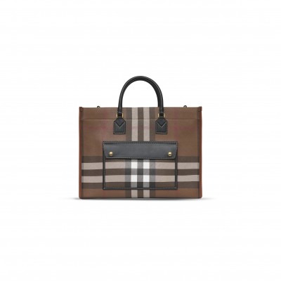 BURBERRY FREYA MEDIUM CANVAS TOTE BAG 80523311 (40*30*16cm)